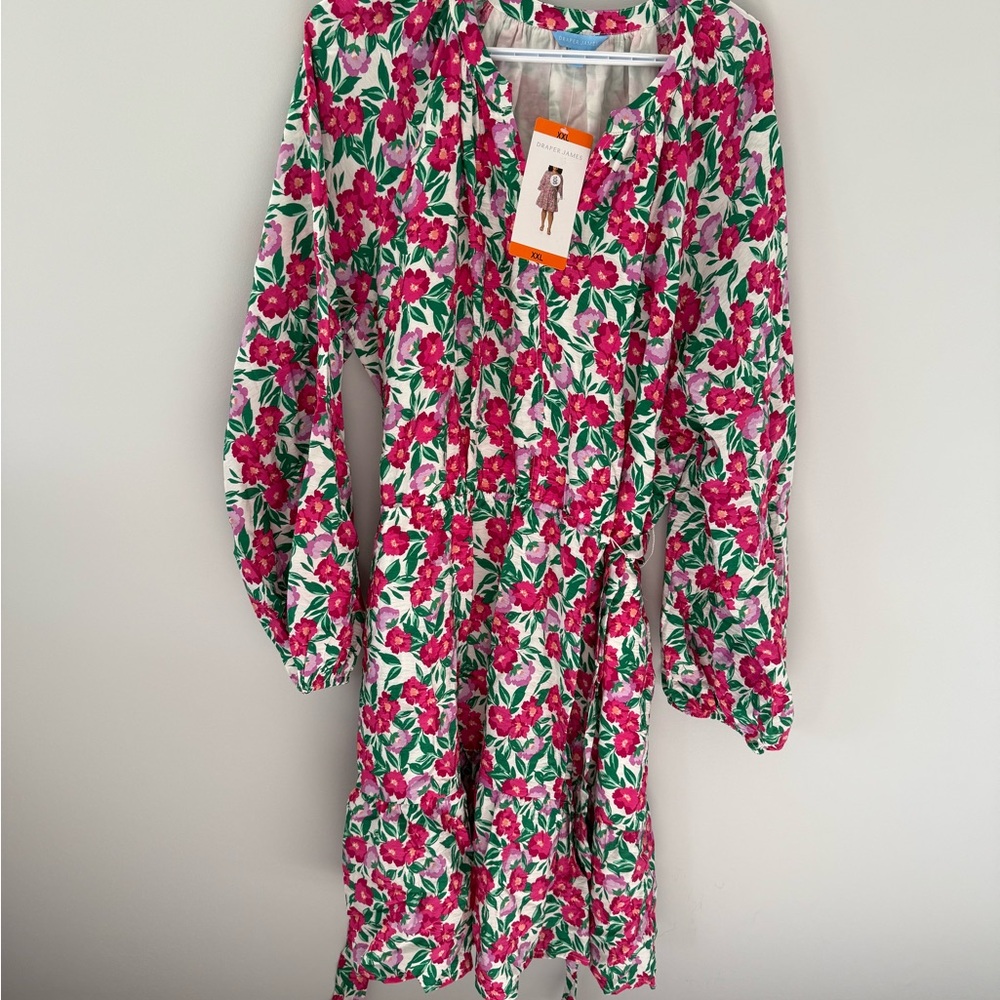 Draper James Floral Midi Dress in Pink and Green
